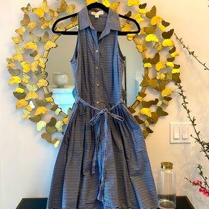 Blue striped Michael Kors collared sundress